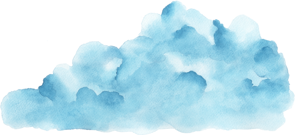 Abstract Blue Watercolor Hand-Pained Cloud Shape