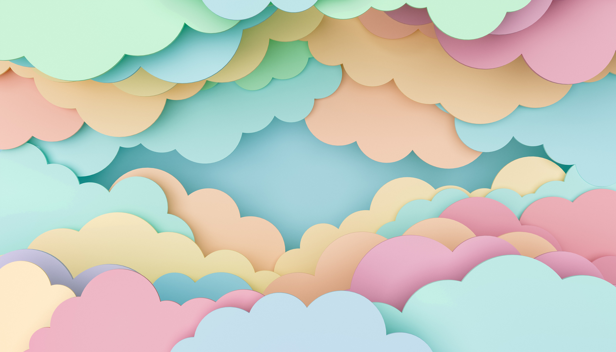 Childish Background of Colorful Flat Clouds