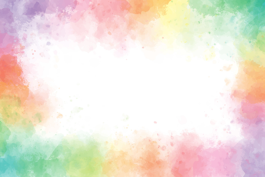 Colorful Rainbow Watercolor Splash Background Frame with Copy Sp